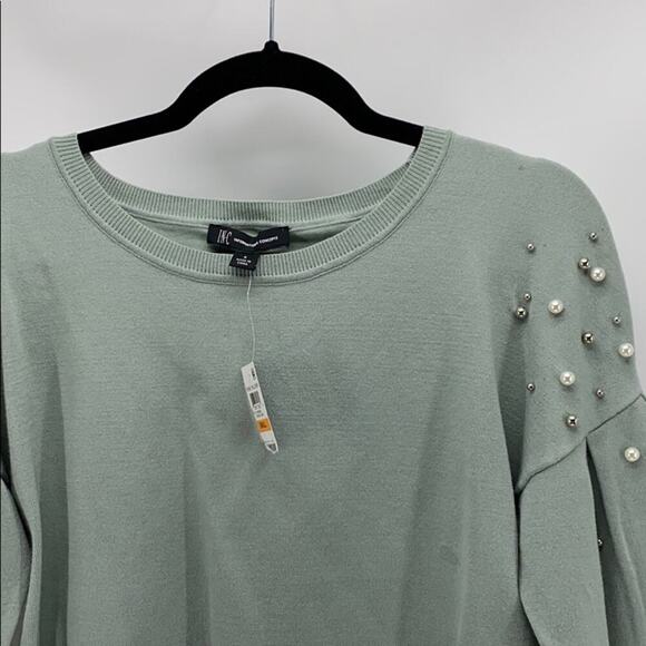 INC International Concepts Mint Pearl Detail balloon sleeve holiday Top sz S - Picture 6 of 8
